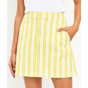 LOFT Striped Mini Skirt Pockets Casual Everyday Yellow White Size 4